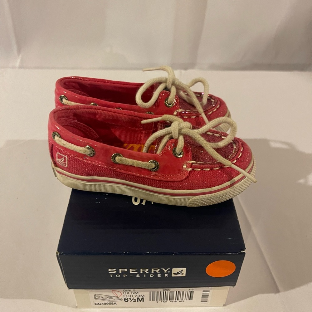 Sperry Top-Sider Biscayne 1 Eye Toddler Moc Toe Canvas Pink Boat Shoe  Size 6.5M - Picture 4 of 8